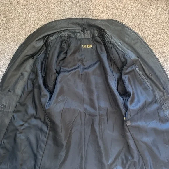 Faux Leather Blazer Jacket Women's XS Black Shoulder Pads Buttons - Picture 4 of 12